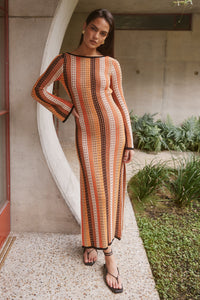 AIMEE MIDI DRESS - ORANGE MULTI