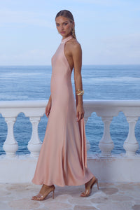 ARABELLE HIGH NECK MAXI DRESS - PEACH