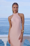 ARABELLE HIGH NECK MAXI DRESS - PEACH