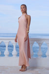 ARABELLE HIGH NECK MAXI DRESS - PEACH
