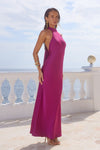 ARABELLE HIGH NECK MAXI DRESS - PLUM