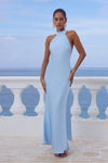 ARABELLE HIGH NECK MAXI DRESS - SKY BLUE