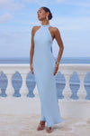 ARABELLE HIGH NECK MAXI DRESS - SKY BLUE