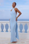ARABELLE HIGH NECK MAXI DRESS - SKY BLUE
