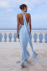 ARABELLE HIGH NECK MAXI DRESS - SKY BLUE