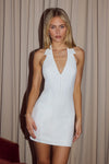 ARCHER COLLAR ZIP FRONT MINI DRESS - WHITE
