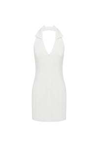 ARCHER COLLAR ZIP FRONT MINI DRESS - WHITE