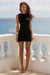 ARIYA SLEEVELESS MINI DRESS - BLACK METALLIC
