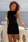 ARIYA SLEEVELESS MINI DRESS - BLACK METALLIC