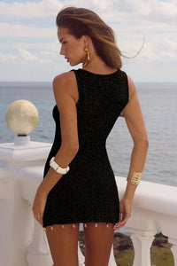 ARIYA SLEEVELESS MINI DRESS - BLACK METALLIC