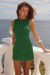 ARIYA SLEEVELESS MINI DRESS - EMERALD METALLIC
