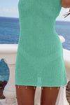 ARIYA SLEEVELESS MINI DRESS - TURQUOISE METALLIC