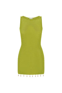 ARIYA SLEEVELESS MINI DRESS - LIME METALLIC