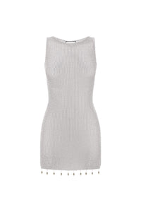 ARIYA SLEEVELESS MINI DRESS - SILVER METALLIC