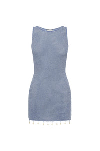 ARIYA SLEEVELESS MINI DRESS - SKY BLUE METALLIC