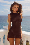 ARIYA SLEEVELESS MINI DRESS - CHOC METALLIC
