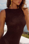 ARIYA SLEEVELESS MINI DRESS - CHOC METALLIC