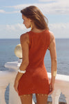 ARIYA SLEEVELESS MINI DRESS - RUST METALLIC
