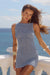 ARIYA SLEEVELESS MINI DRESS - SKY BLUE METALLIC