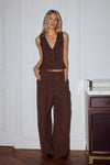 ARLA WIDE LEG PANTS - CHOCOLATE