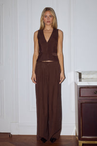 ARLA WIDE LEG PANTS - CHOCOLATE