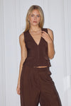 ARLA SLEEVELESS VEST TOP - CHOCOLATE