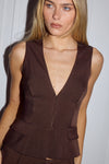 ARLA SLEEVELESS VEST TOP - CHOCOLATE