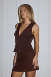 ORLA TAILORED MINI SKIRT - CHOCOLATE