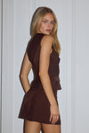 ORLA TAILORED MINI SKIRT - CHOCOLATE