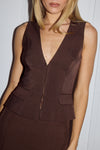 ARLA SLEEVELESS VEST TOP - CHOCOLATE