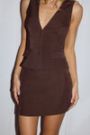 ORLA TAILORED MINI SKIRT - CHOCOLATE
