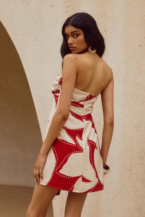ARLETTE STRAPLESS MINI DRESS - ARLETTE RED