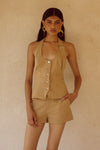 ASTRID HALTER TOP - CAMEL