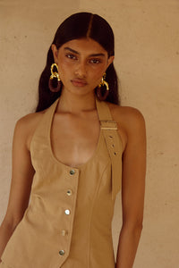 ASTRID HALTER TOP - CAMEL