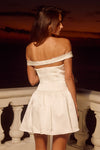 AUBREY OFF SHOULDER BOW MINI DRESS - IVORY