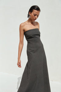 AUREA MAXI DRESS - BLACK PINSTRIPE