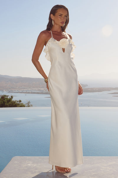 AVALEE FRILL TRIM MAXI DRESS - IVORY
