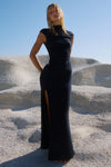 AVANNI HIGH NECK MAXI DRESS - GRANITE