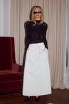 ZIMA FLOWY A-LINE MIDI SKIRT - WHITE