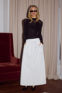 ZIMA FLOWY A-LINE MIDI SKIRT - WHITE