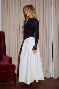ZIMA FLOWY A-LINE MIDI SKIRT - WHITE