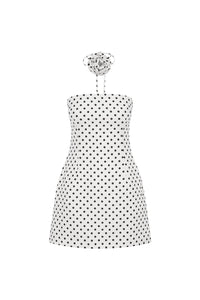 AYANNA MINI DRESS - WHITE POLKA