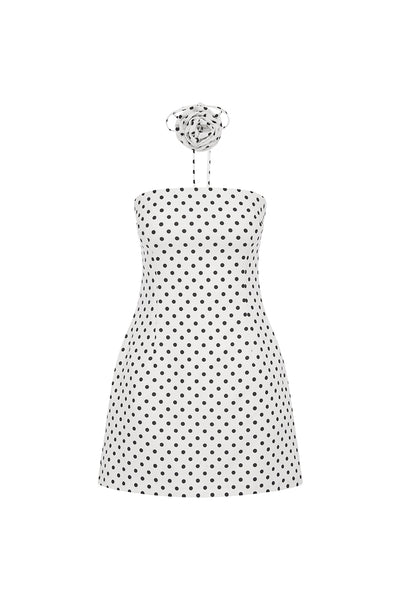 AYANNA MINI DRESS - WHITE POLKA