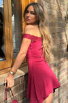 ZURI OFF SHOULDER MINI DRESS - WINE