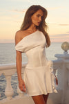 BAMBI ONE SHOULDER MINI DRESS - WHITE