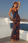 BRIGETTE COWL CROSS BACK MAXI DRESS - VALINA ORANGE