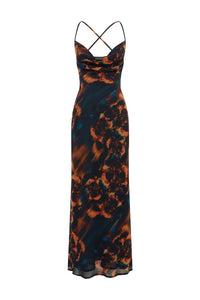 BRIGETTE COWL CROSS BACK MAXI DRESS - VALINA ORANGE