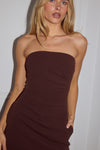 CAIRO STRAPLESS MINI DRESS - BITTER CHOCOLATE