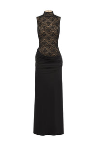 CASANA HIGH NECK MAXI DRESS - BLACK