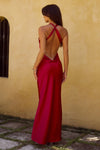 CHARA LOW CROSS BACK MAXI DRESS - CHERRY